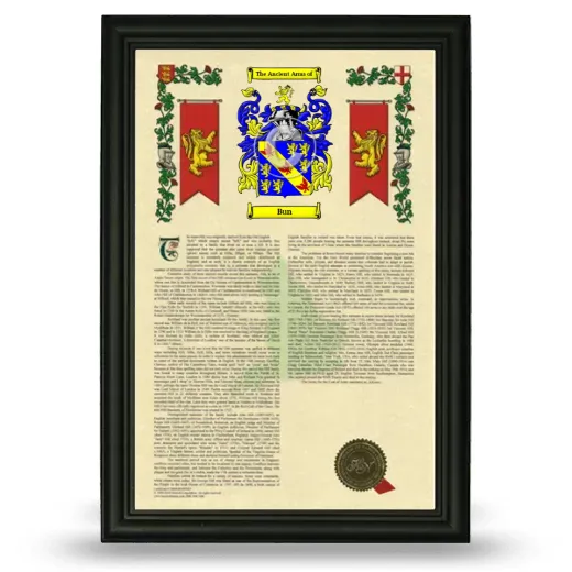 Bun Armorial History Framed - Black