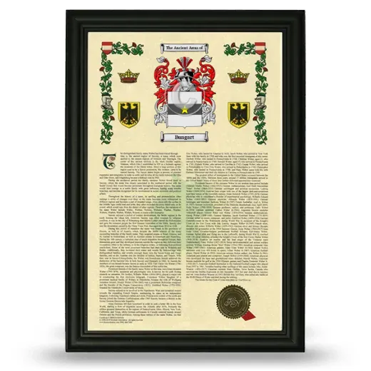 Bungart Armorial History Framed - Black