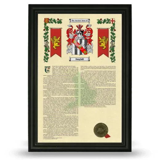 Burghill Armorial History Framed - Black