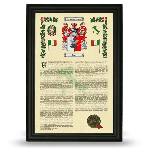 Buri Armorial History Framed - Black