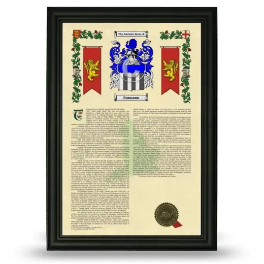 Burmann Armorial History Framed - Black
