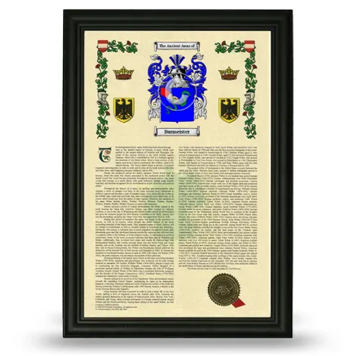 Burmeister Armorial History Framed - Black