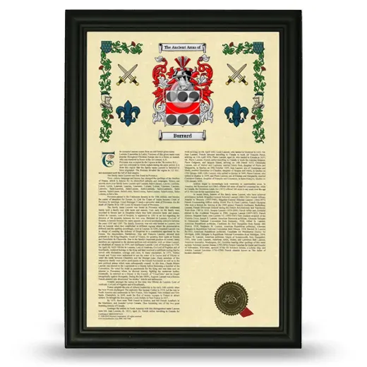 Burrard Armorial History Framed - Black