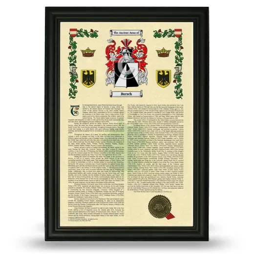 Bursch Armorial History Framed - Black
