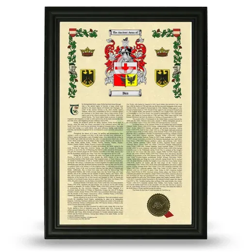 Bus Armorial History Framed - Black