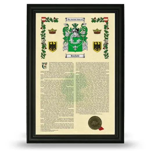 Buschele Armorial History Framed - Black