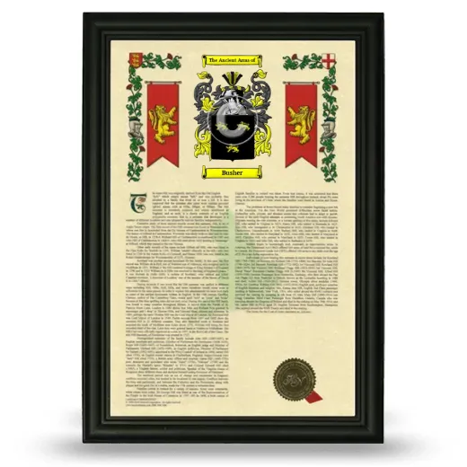 Busher Armorial History Framed - Black