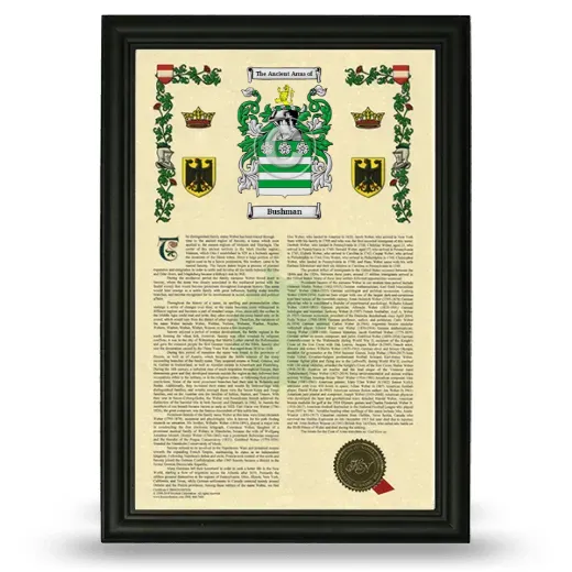 Bushman Armorial History Framed - Black