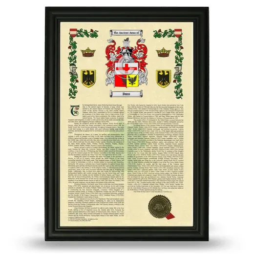 Buss Armorial History Framed - Black