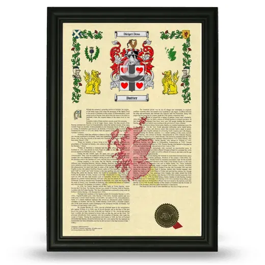 Butter Armorial History Framed - Black