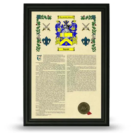 Bygude Armorial History Framed - Black