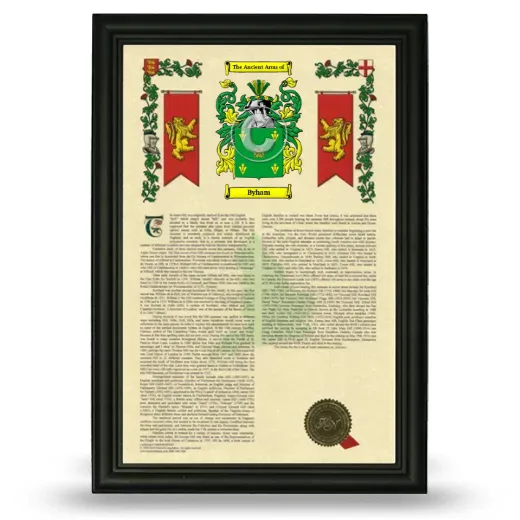 Byham Armorial History Framed - Black