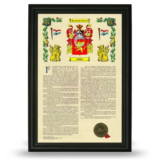 Cöster Armorial History Framed - Black