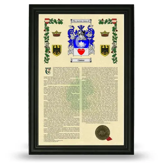 Cöster Armorial History Framed - Black