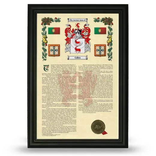 Cabra Armorial History Framed - Black