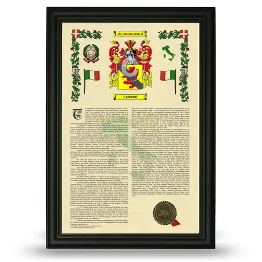 Cacianti Armorial History Framed - Black