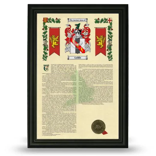 Caddle Armorial History Framed - Black