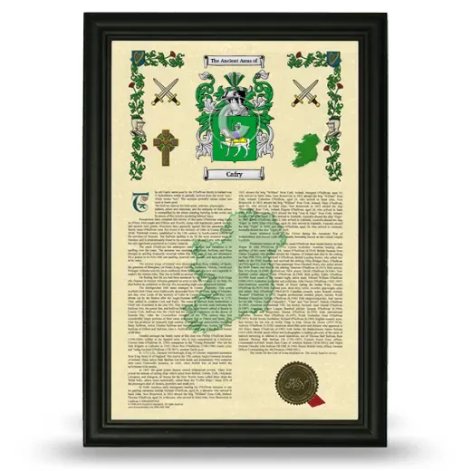 Cafry Armorial History Framed - Black