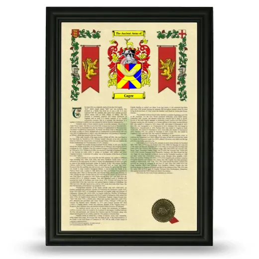 Cager Armorial History Framed - Black