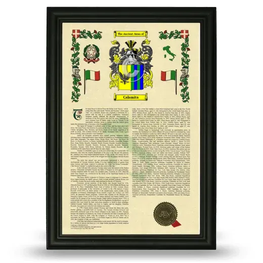 Calamita Armorial History Framed - Black