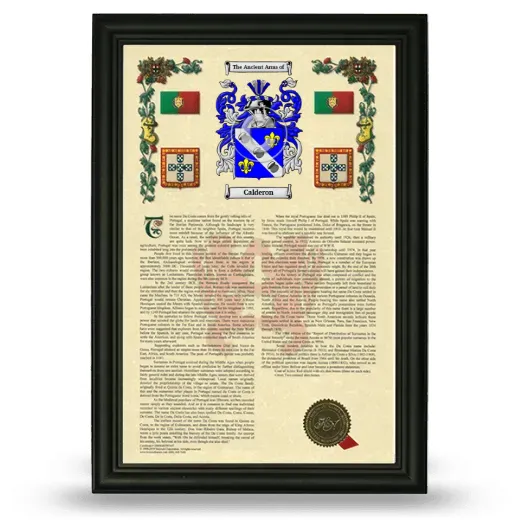 Calderon Armorial History Framed - Black