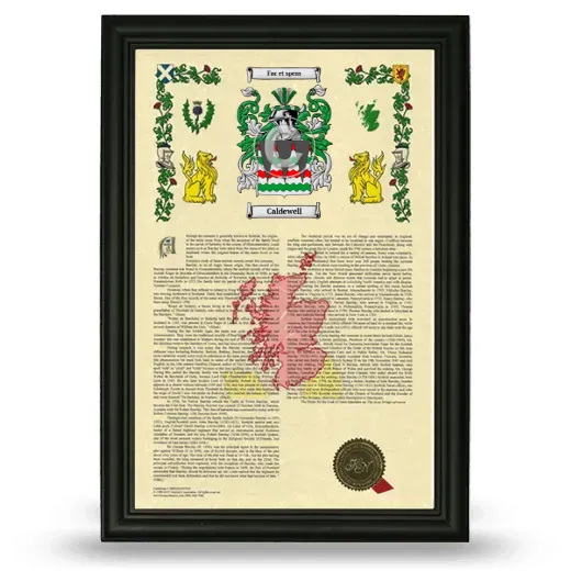 Caldewell Armorial History Framed - Black