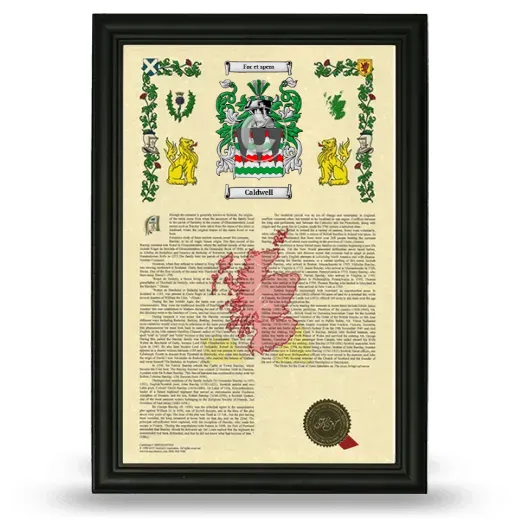 Caldwell Armorial History Framed - Black