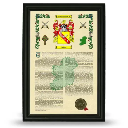 Calens Armorial History Framed - Black