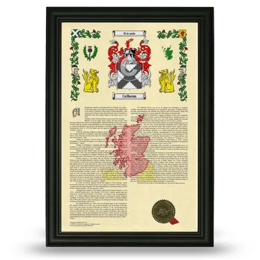 Calhoun Armorial History Framed - Black