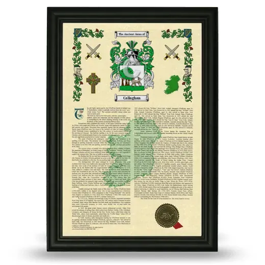 Callaghan Armorial History Framed - Black