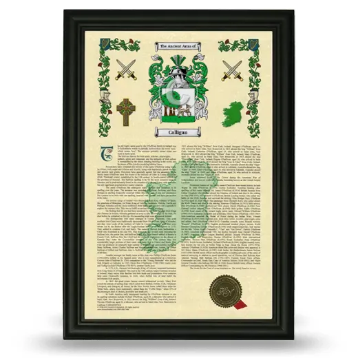 Calligan Armorial History Framed - Black