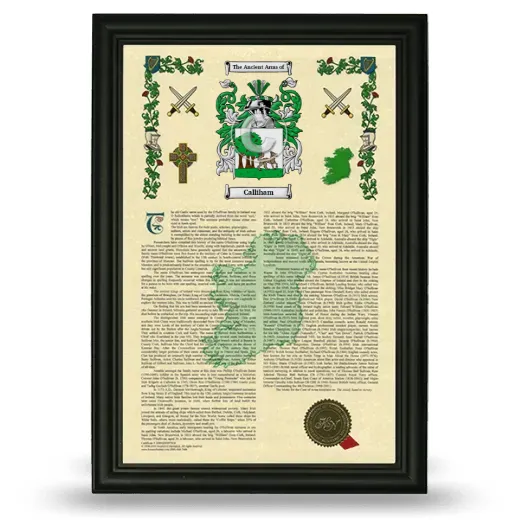 Calliham Armorial History Framed - Black