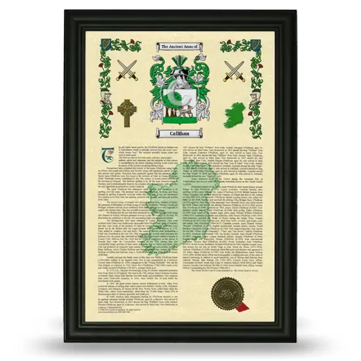 Callihan Armorial History Framed - Black