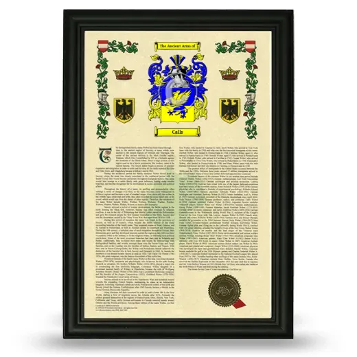 Calls Armorial History Framed - Black