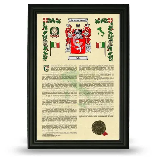 Calo Armorial History Framed - Black