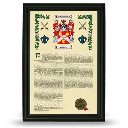 Calontes Armorial History Framed - Black