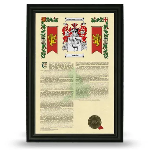 Camelot Armorial History Framed - Black