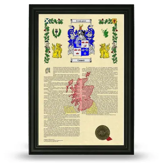 Camey Armorial History Framed - Black