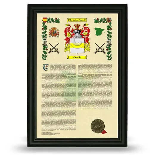 Camille Armorial History Framed - Black