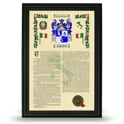 Campagnoli Armorial History Framed - Black