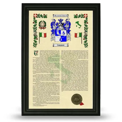 Campani Armorial History Framed - Black
