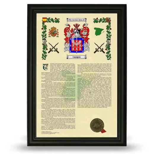 Campos Armorial History Framed - Black