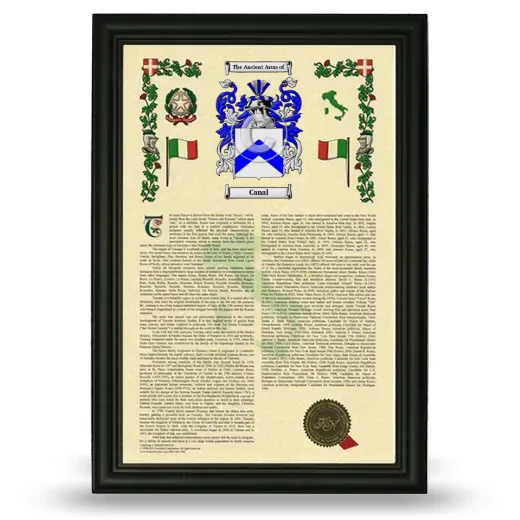 Canal Armorial History Framed - Black