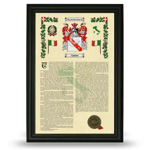 Capano Armorial History Framed - Black