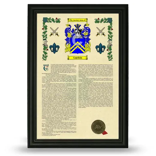 Capelain Armorial History Framed - Black