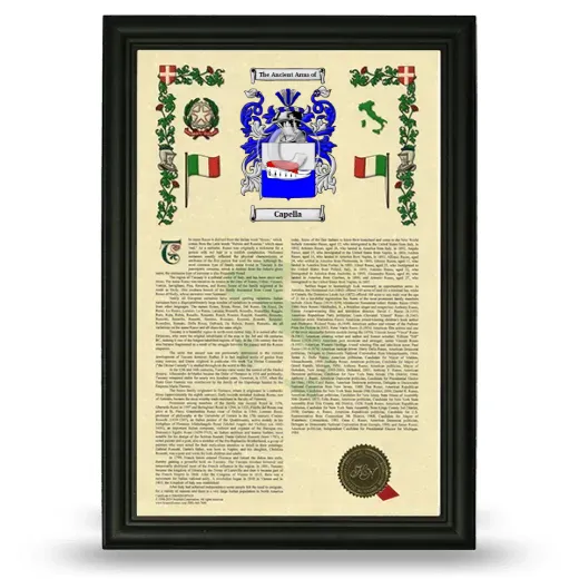 Capella Armorial History Framed - Black