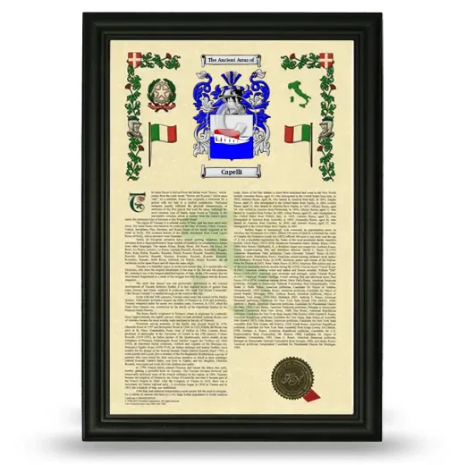 Capelli Armorial History Framed - Black