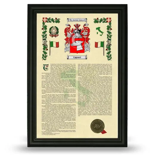 Capocci Armorial History Framed - Black