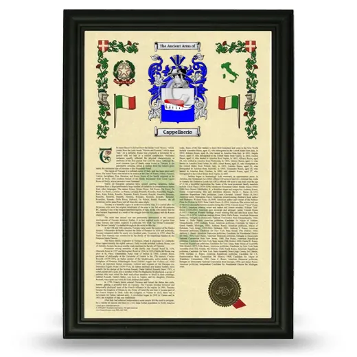 Cappellaccio Armorial History Framed - Black