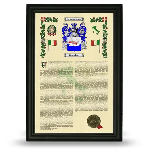 Cappelluti Armorial History Framed - Black